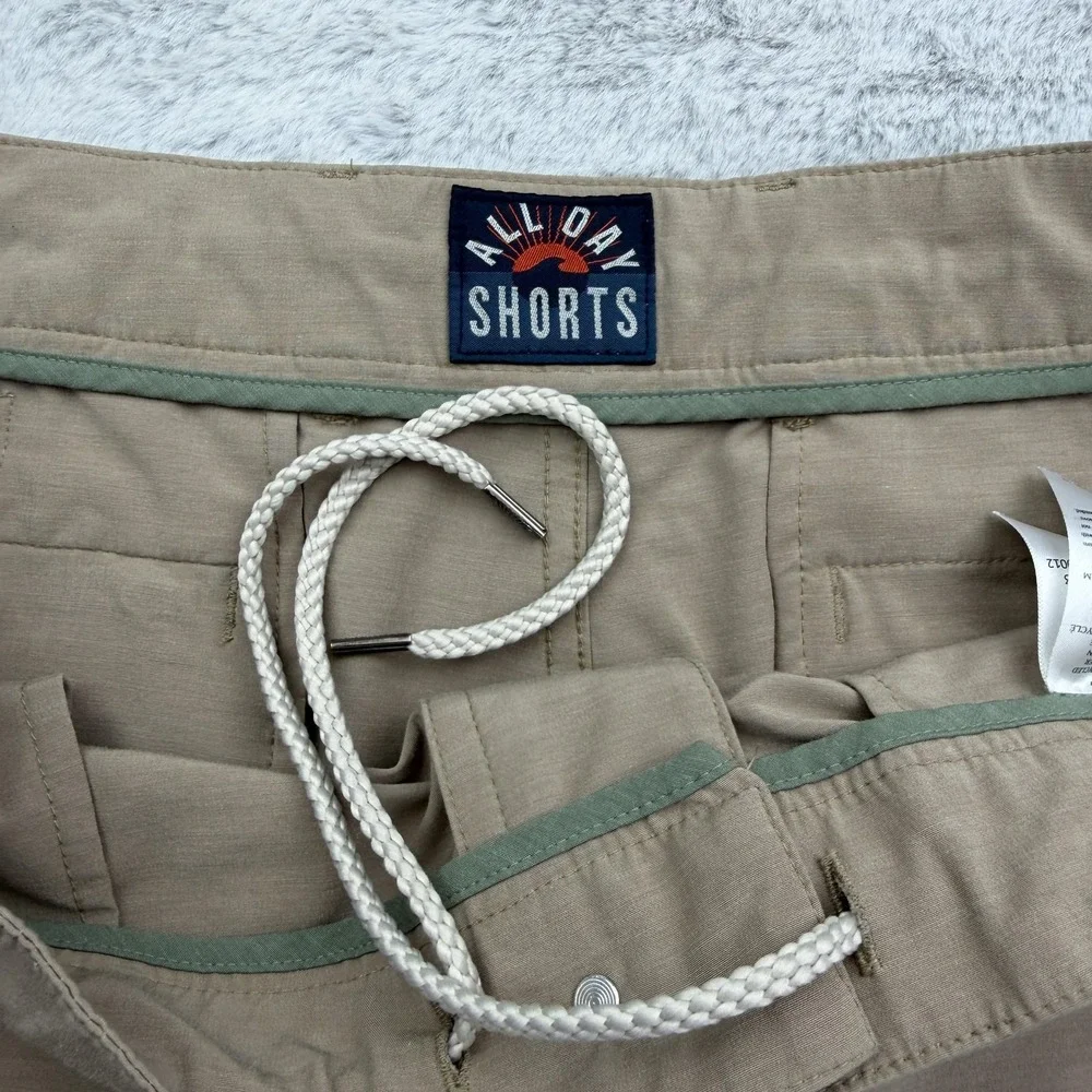 Faherty Shorts Mens 34 Beige Chino Microfiber Stretch Drawstring 9